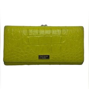 Kate Spade Yellow Alligator Wallet w Kiss Lock